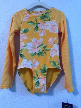 Art Class Girls Long Sleeve Rash Guard Swimsuit – Size XS (4/5) 🌸☀️